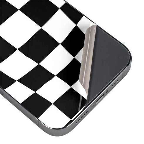 Black and White Zoomed Checkerboard iPhone 14 Pro Skin